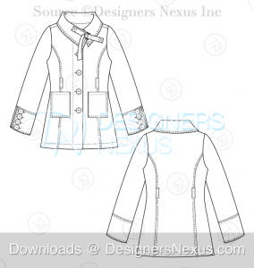 flat fashion sketch coat 043 preview image