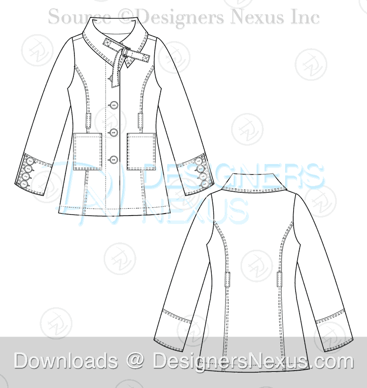 flat fashion sketch coat 043 preview image