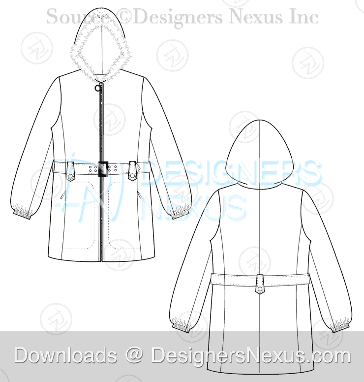 flat fashion sketch coat 045 preview image