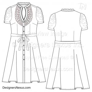 flat fashion sketch dress 025 download preview