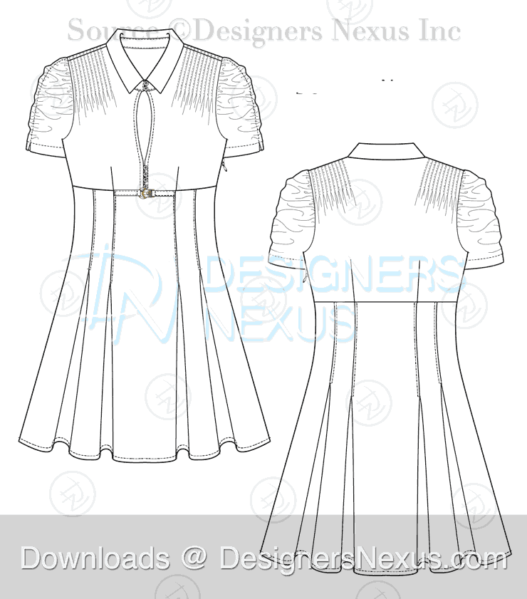 flat fashion sketch dress 032 download preview