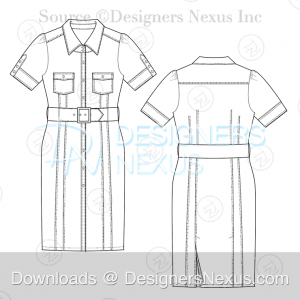 flat fashion sketch dress 035 download preview