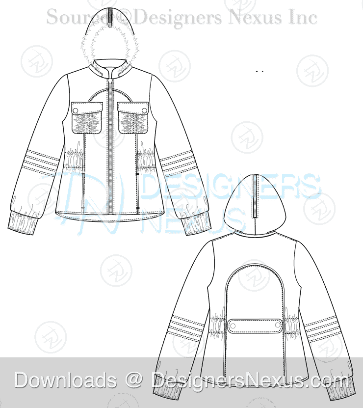 flat fashion sketch jacket 033 preview image