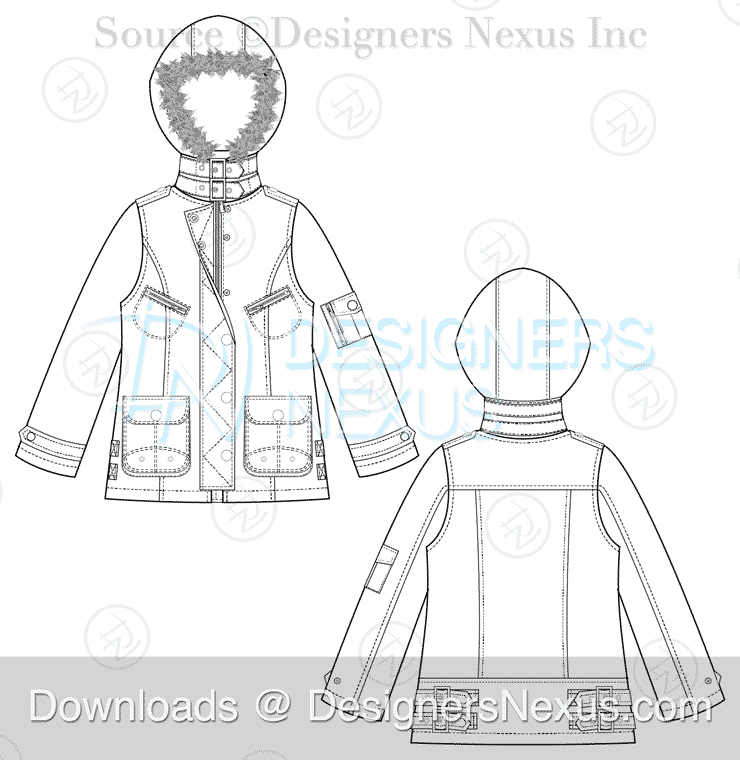 flat fashion sketch jacket 038 preview image