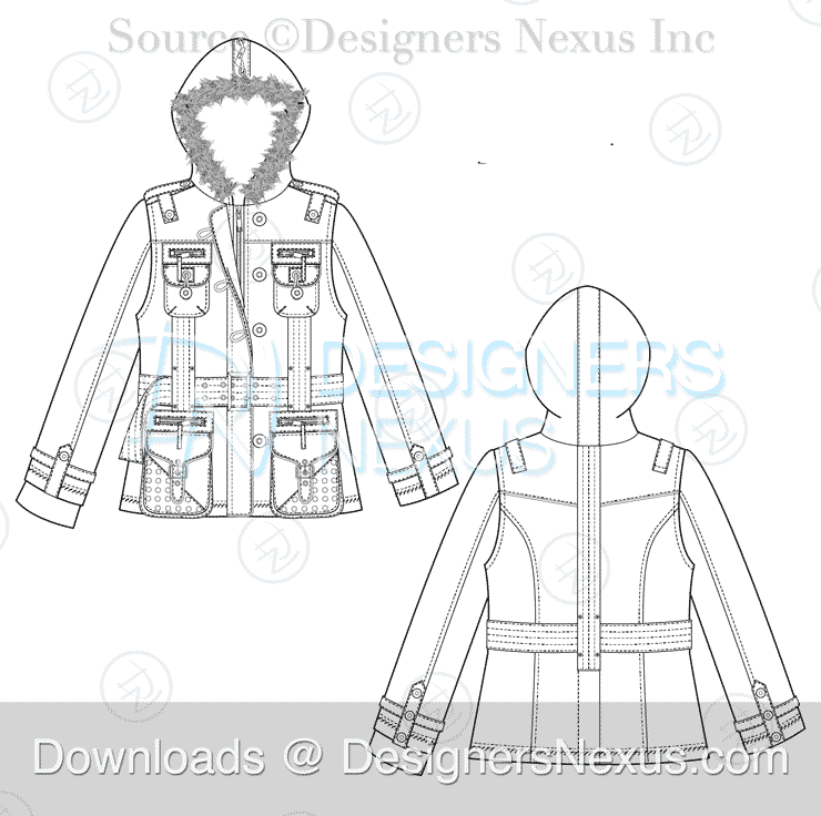 flat fashion sketch jacket 040 preview image