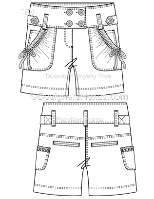 Short Pants Fashion Flat Sketch Template Stock Vector (Royalty Free)  1732424512 | Shutterstock