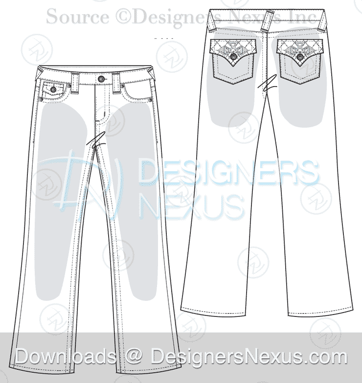 flat fashion sketch pants 031 preview image