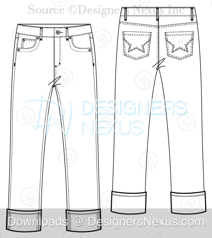 flat fashion sketch pants 032 preview image