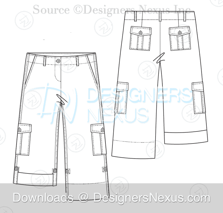 flat fashion sketch pants 033 preview image