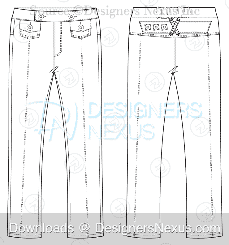 Pants fashion flat technical drawing template | Fashion design sketches,  Fashion design template, Fashion drawing