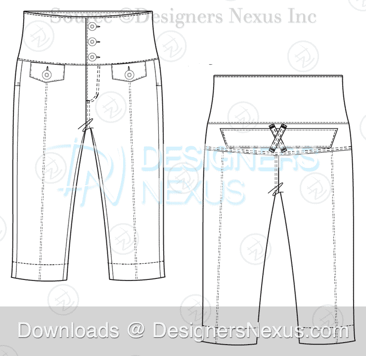 Tailored Pants Technical Drawing Fashion Flat - Etsy