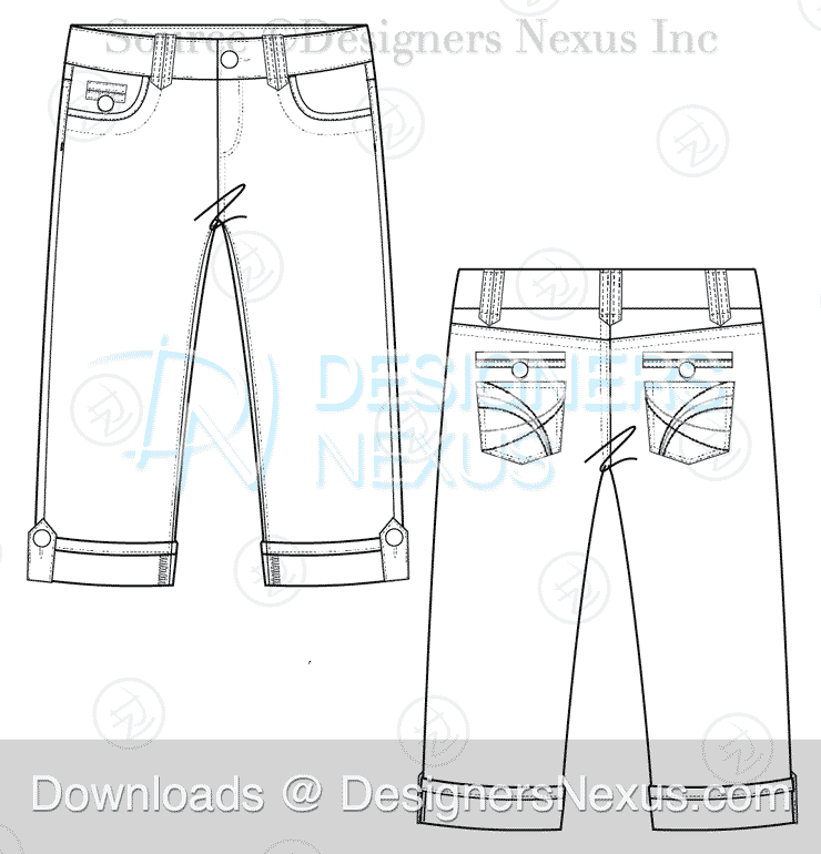 Pants straight technical fashion illustration with flat front, normal  waist, high rise, full length, slant, flap pockets. Flat trousers template  back, white, grey color. Women, men, unisex CAD mockup Stock Vector Image