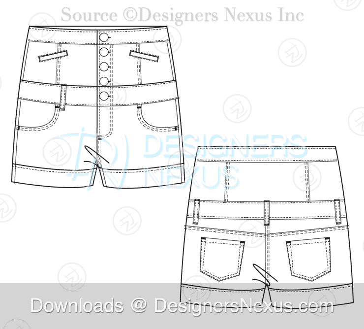 Buy Tailored Shorts Flat Drawing Fashion Illustration Online in India - Etsy