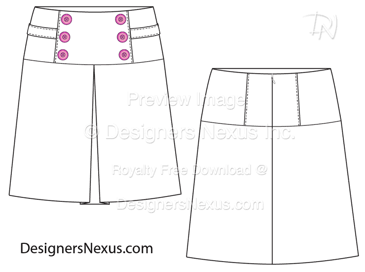 flat fashion sketch skirt 021 preview