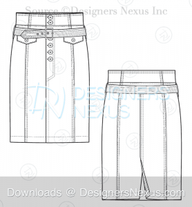 flat fashion sketch skirt 028 preview image