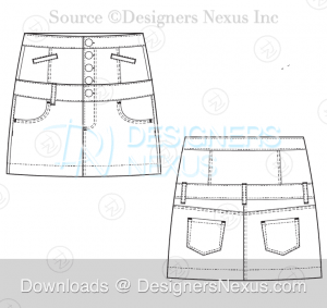 flat fashion sketch skirt 031 preview image