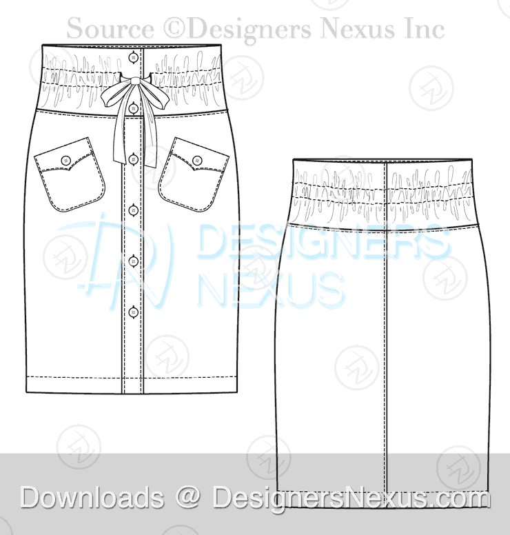flat fashion sketch skirt 032 preview image