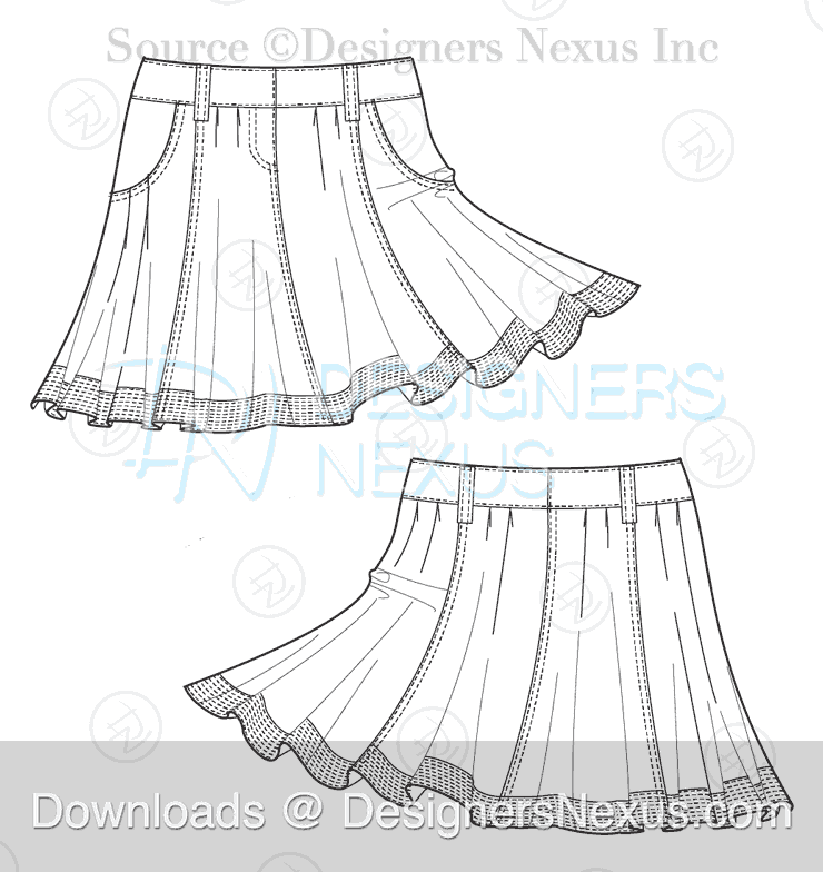 flat fashion sketch skirt 033 preview image