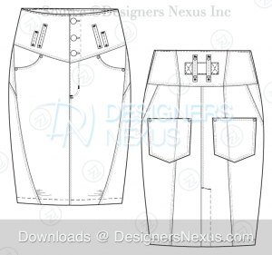 flat fashion sketch skirt 035 preview image
