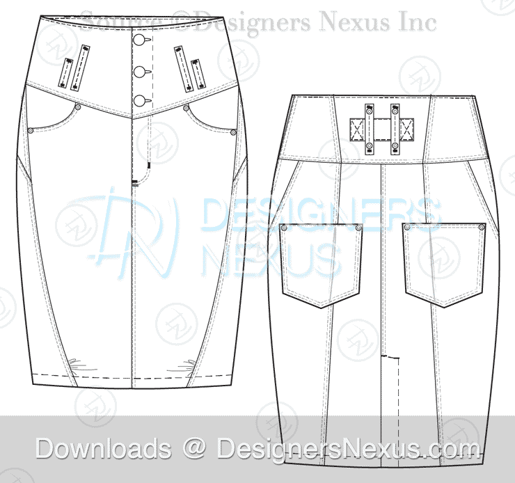 flat fashion sketch skirt 035 preview image