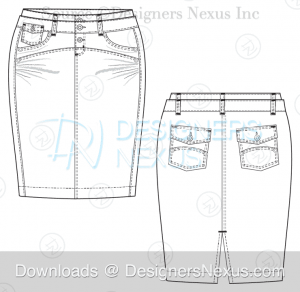 flat fashion sketch skirt 036 preview image