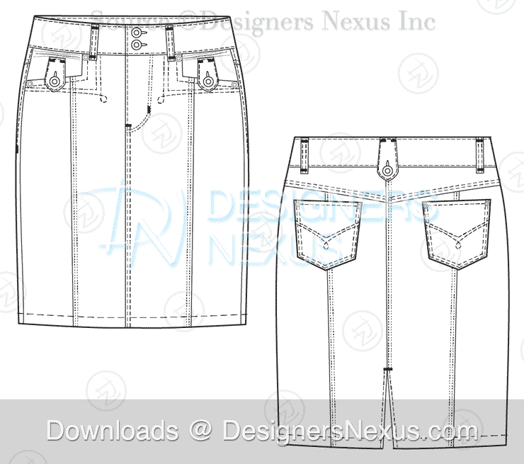 flat fashion sketch skirt 037 preview image