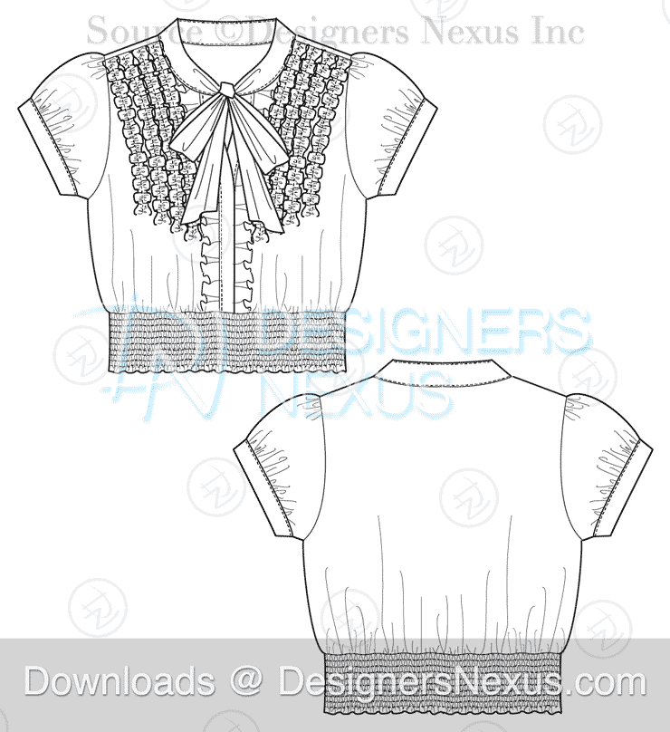 Illustrator Fashion Sketches Tops- Blouse Template 047 - download