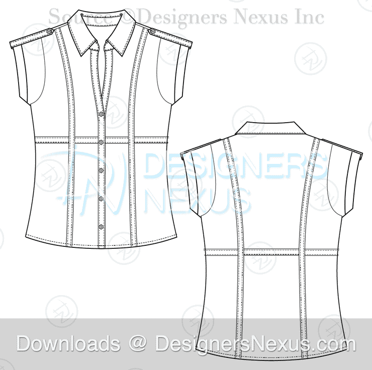 Split collar shirt fashion sketch template 048 preview image
