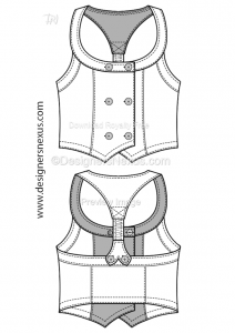 Preview of a Flat Fashion Sketch Vest template 013