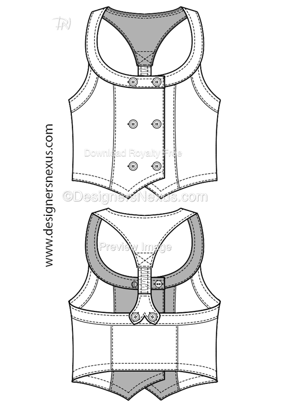 Preview of a Flat Fashion Sketch Vest template 013