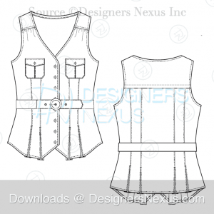 flat fashion sketch vest 023 download preview
