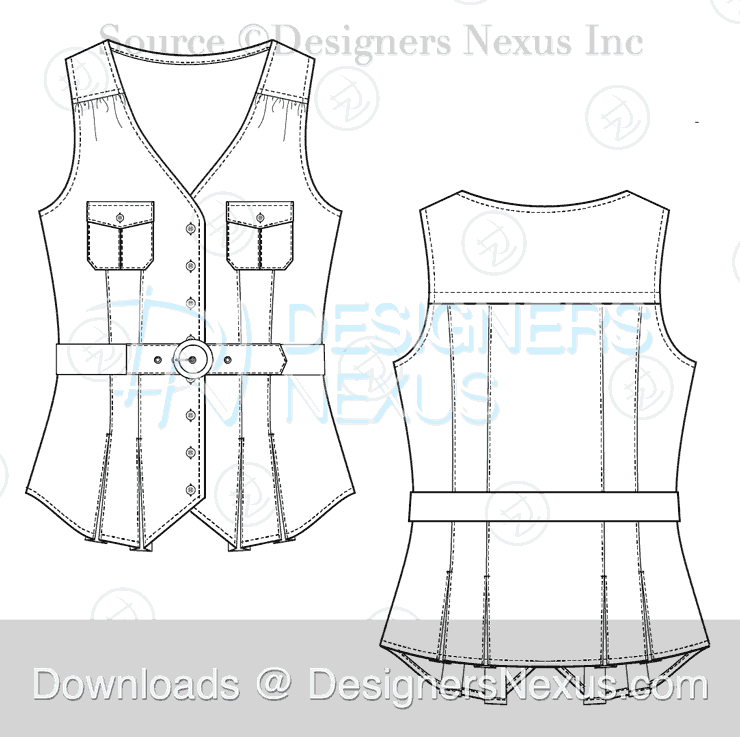 flat fashion sketch vest 023 download preview