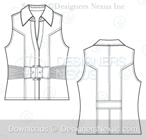 flat fashion sketch vest 025 download preview