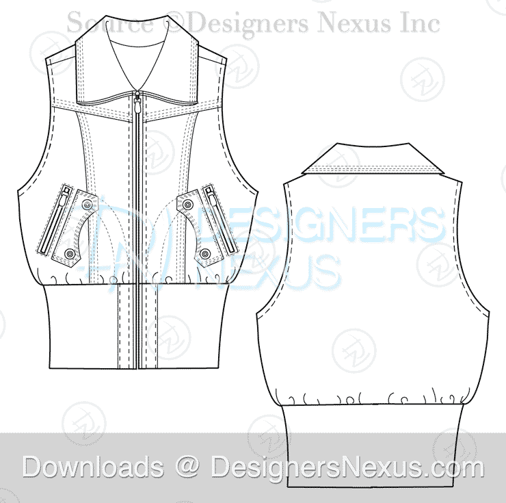 flat fashion sketch vest 027 preview image