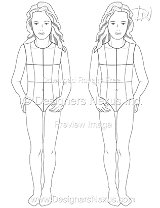 kids fashion figure croqui template 023 preview