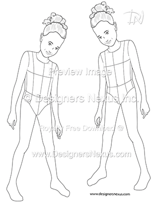 kids fashion figure croqui template 027 preview